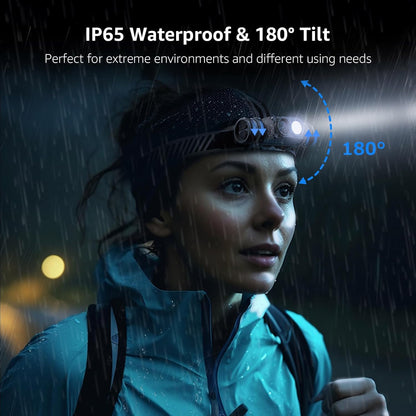 Lanterna frontala reincarcabila Lepro 1000 lumeni, LED detasabil super-luminos, IP65 rezistenta la apa si praf, 6 moduri iluminare cu lumina alba si rosie, autonomie lunga pana la 10h, USB-C inclus, lanterna frontala si lanterna de mana 2 in 1