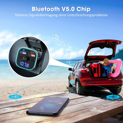 Modulator FM Bluetooth 5.0 , Transmitator FM , Quick Charge 3.0 ,LED , MP3 player, Aux In, FM kit, USB 2.4A, QC3.0 , micro SD, Stick USB