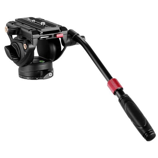 Cap video fluid pentru trepied, monopied sau slider, cu placa eliberare rapida, maner telescopic, baza gradata pentru panorama, pentru camere video, Neewer GM002
