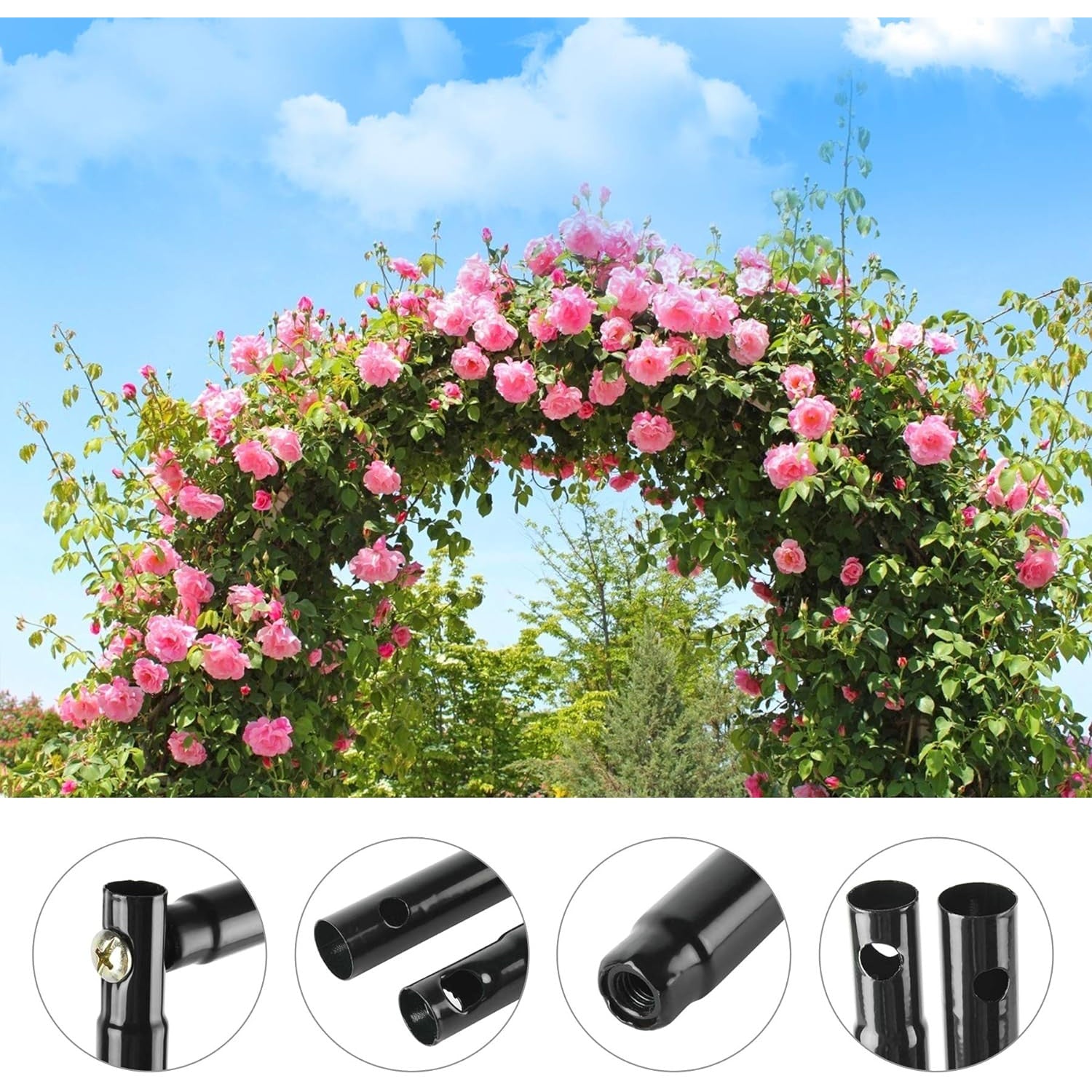 Arcada metalica, pergola arcuita pentru trandafiri, decor, nunta, botezuri, gradina, aniversari, petreceri, rezistenta la apa, 240 x 140 x 38 cm
