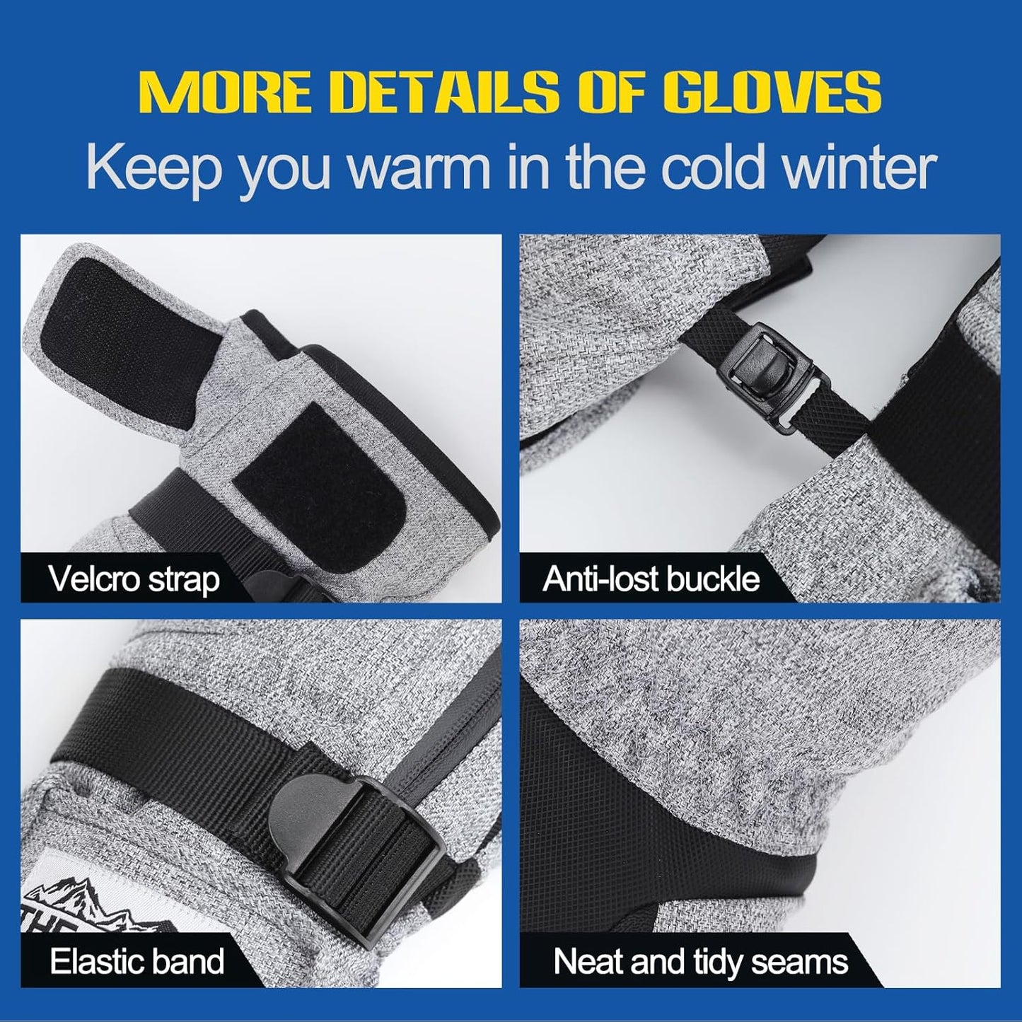 Manusi de iarna impermeabile, compatibile touchscreen, material respirabil, rezistente la vant, cu buzunar, pentru schi, snowboarding, drumetii, ciclism
