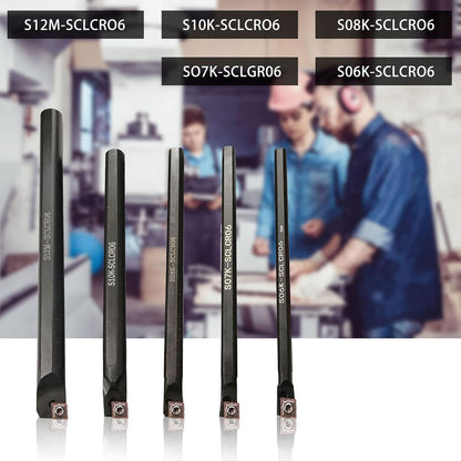 Set cutite de strung cu placute amovibile, instrumente cnc cu bara de 12mm/10mm/8mm/7mm/6mm si insertii de carbura, multifunctional