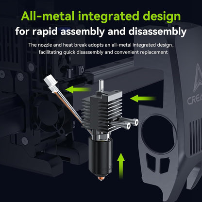 Kit hotend complet pentru imprimanta 3D Creality K2 Plus/K2 Plus Combo, bloc de incalzire ceramic, duze Unicorn cu schimbare rapida, hotend metalic 350 °C