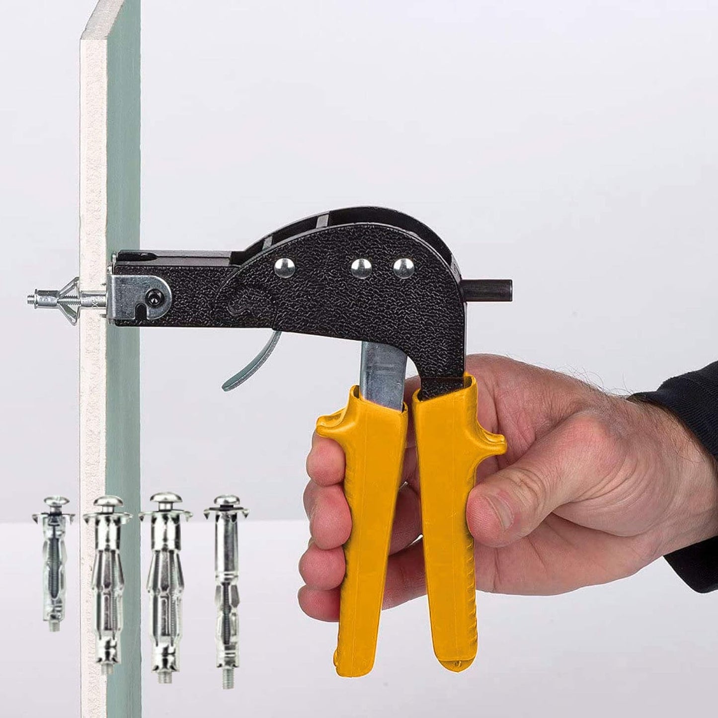 Pachet de 72 de conexpand-uri, cleste de montare, set de dibluri pentru cavitati cu cleste, pistol de atasare a diblurilor pentru cavitati, set de cleste pentru nituri cu geanta de transport