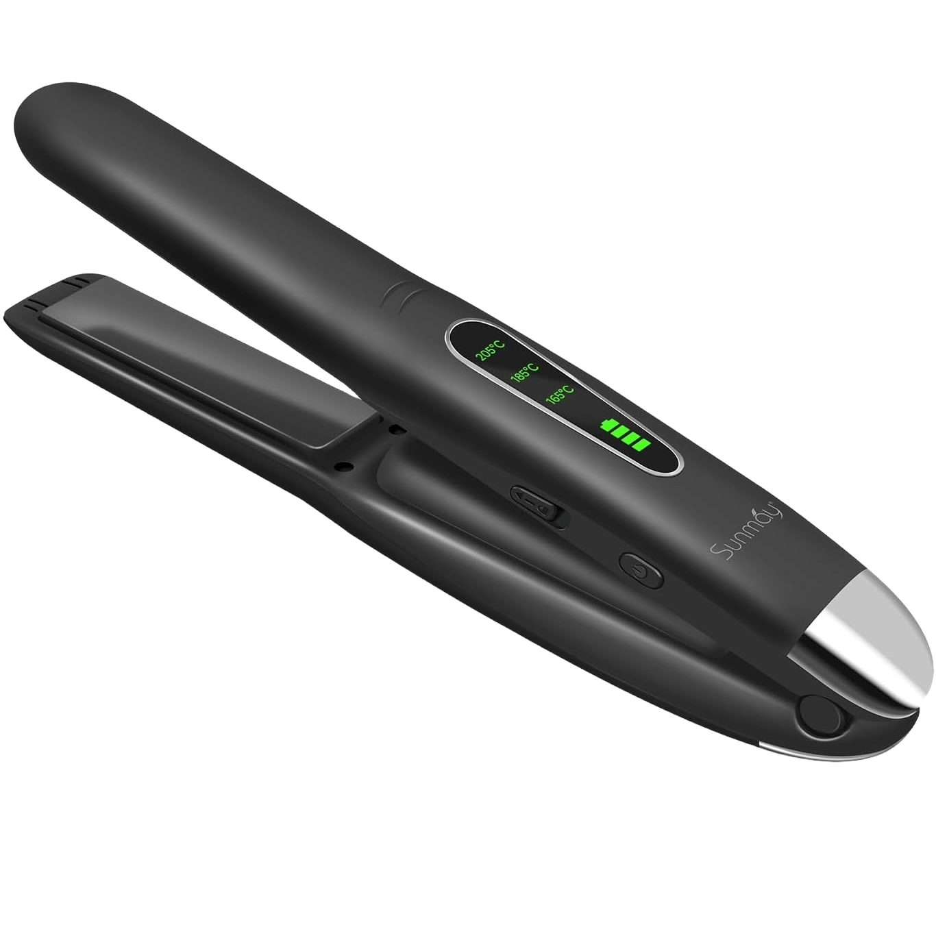Placa de Indreptat si Ondulat Parul, Wireless, Invelis Ceramic, Incarcare USB, Display LCD, 3 Trepte de Temperatura 165-205°C, negru