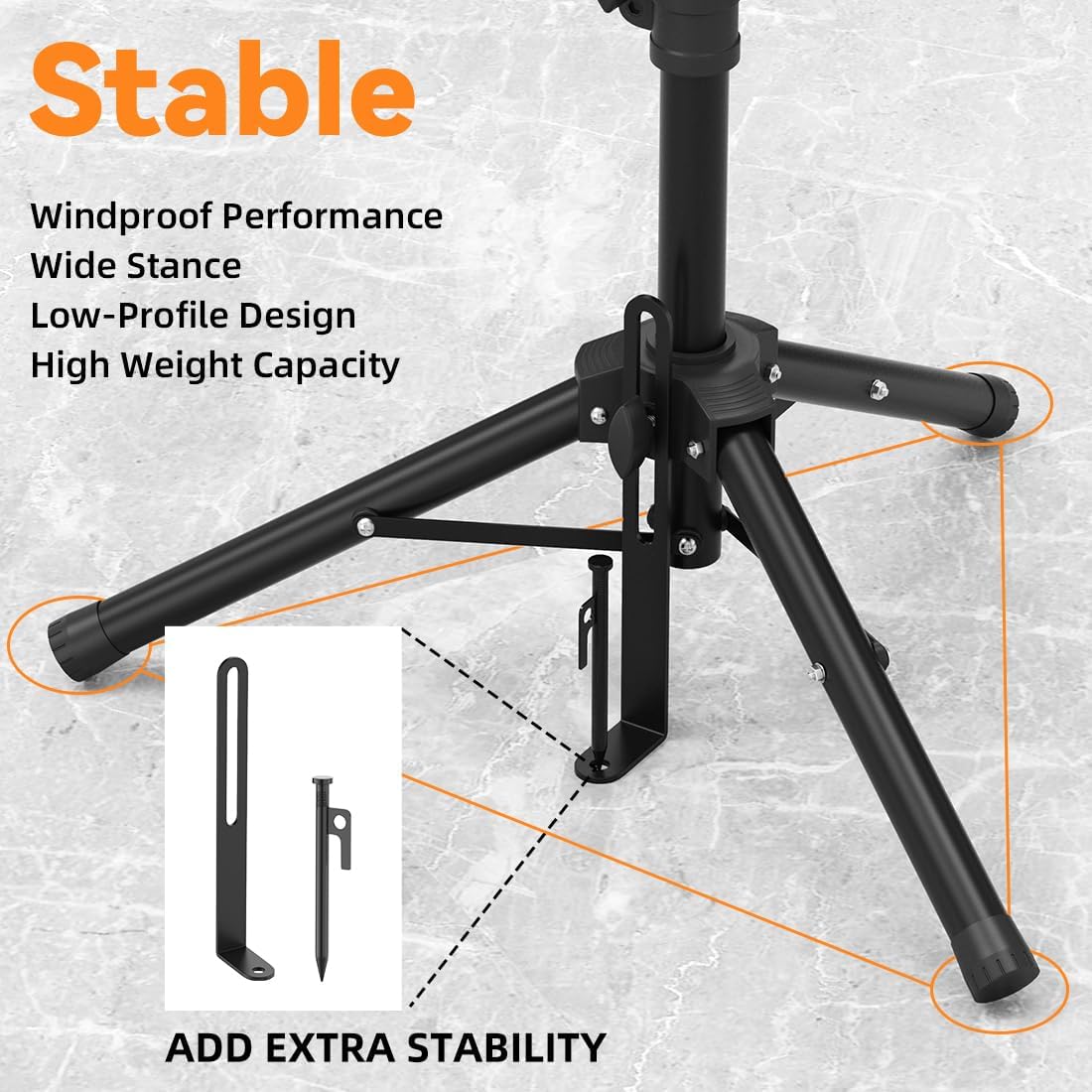 Suport pentru antena Starlink Gen 3 cu trepied reglabil 90–180°, inaltime 134 cm, otel inoxidabil, ultra-stabil cu tarusi, portabil pentru camping, curte si calatorii