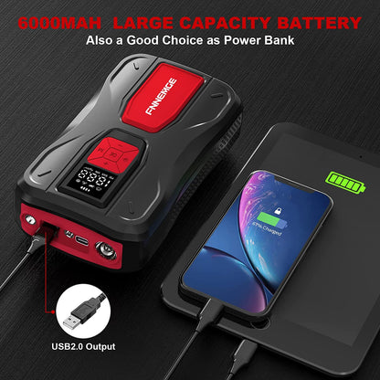 Pompa electrica, mini compresor cu baterie 6000 mAh si functionare 12V, 35 l/min, 150 PSI, functie powerbank, cu lanterna LED si afisaj, pentru auto, motociclete, bicicleta, minge