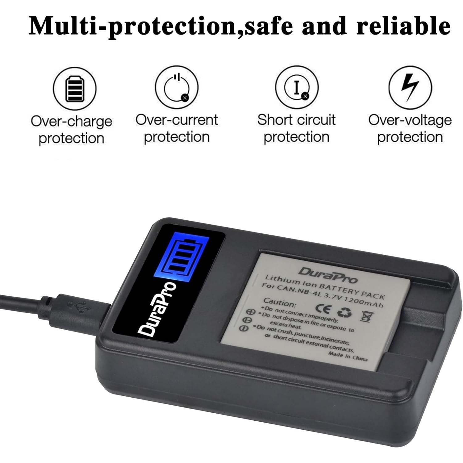 Set 2 acumulatori NB-4L 1200 mAh cu incarcator LCD USB pentru Canon IXUS 30, 40, 50, 55, 60, 65, 70, 75, 80 is, 82 is, 100 is, 110 is, 115 HS, 120 is, 130, 220 HS, 230 HS, 255 HS, 255 HS, 255 HS