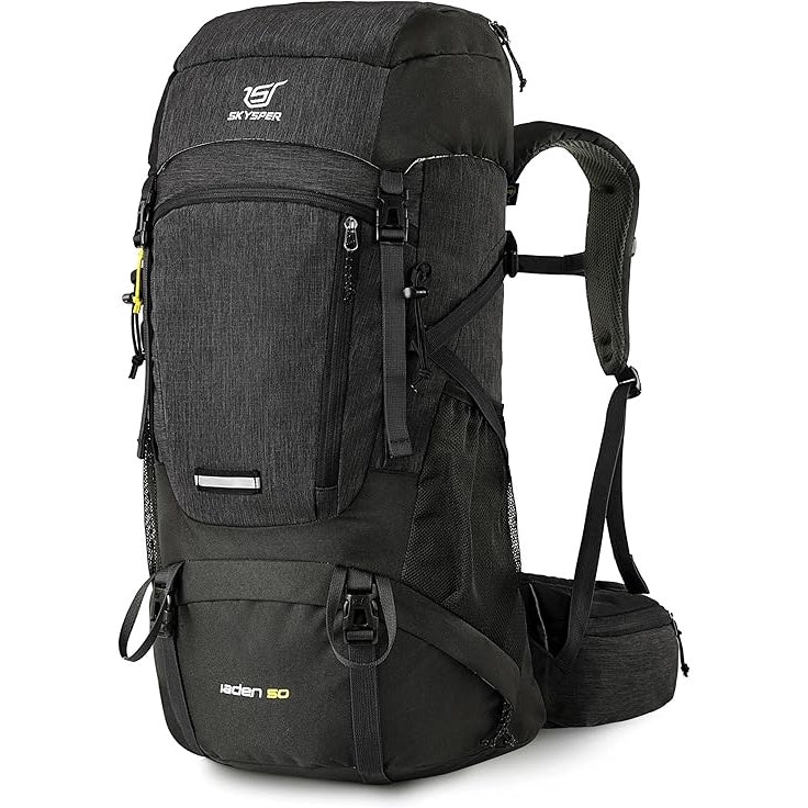 Rucsac de drumetie 50 litri, impermeabil, cu husa anti ploaie, compartiment pentru sac de dormit, spate respirabil, cu centura de talie, pentru trekking, camping, excursii