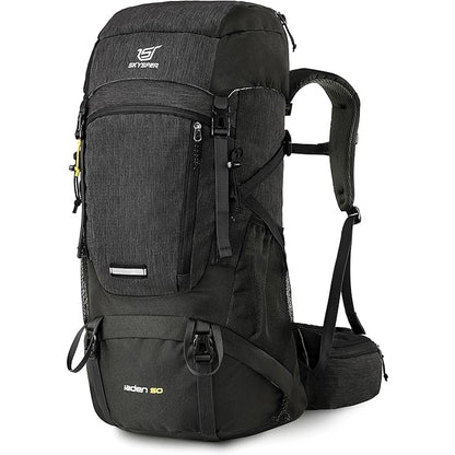 Rucsac de drumetie 50 litri, impermeabil, cu husa anti ploaie, compartiment pentru sac de dormit, spate respirabil, cu centura de talie, pentru trekking, camping, excursii