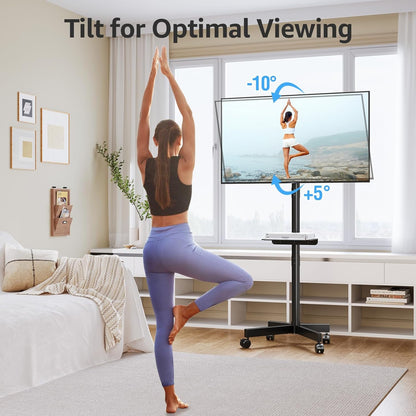 Suport TV stand cu roti, pentru televizoare de 23-60 inch, suporta pana la 35 kg, reglabil pe inaltime, VESA maxim 400x400 mm, negru