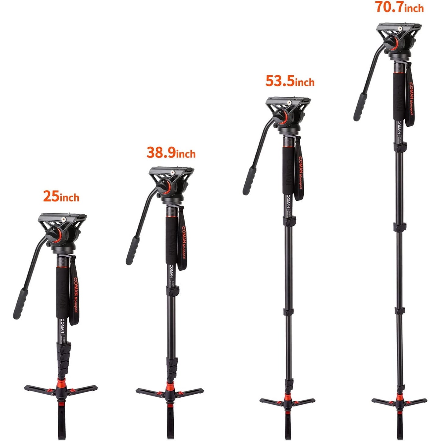Monopied profesional cu placuta eliberare rapida, cap pivotant 360°, inaltime reglabila 64cm - 180 cm, incarcare maxima 8 kg, stand tip trepied, din aluminiu