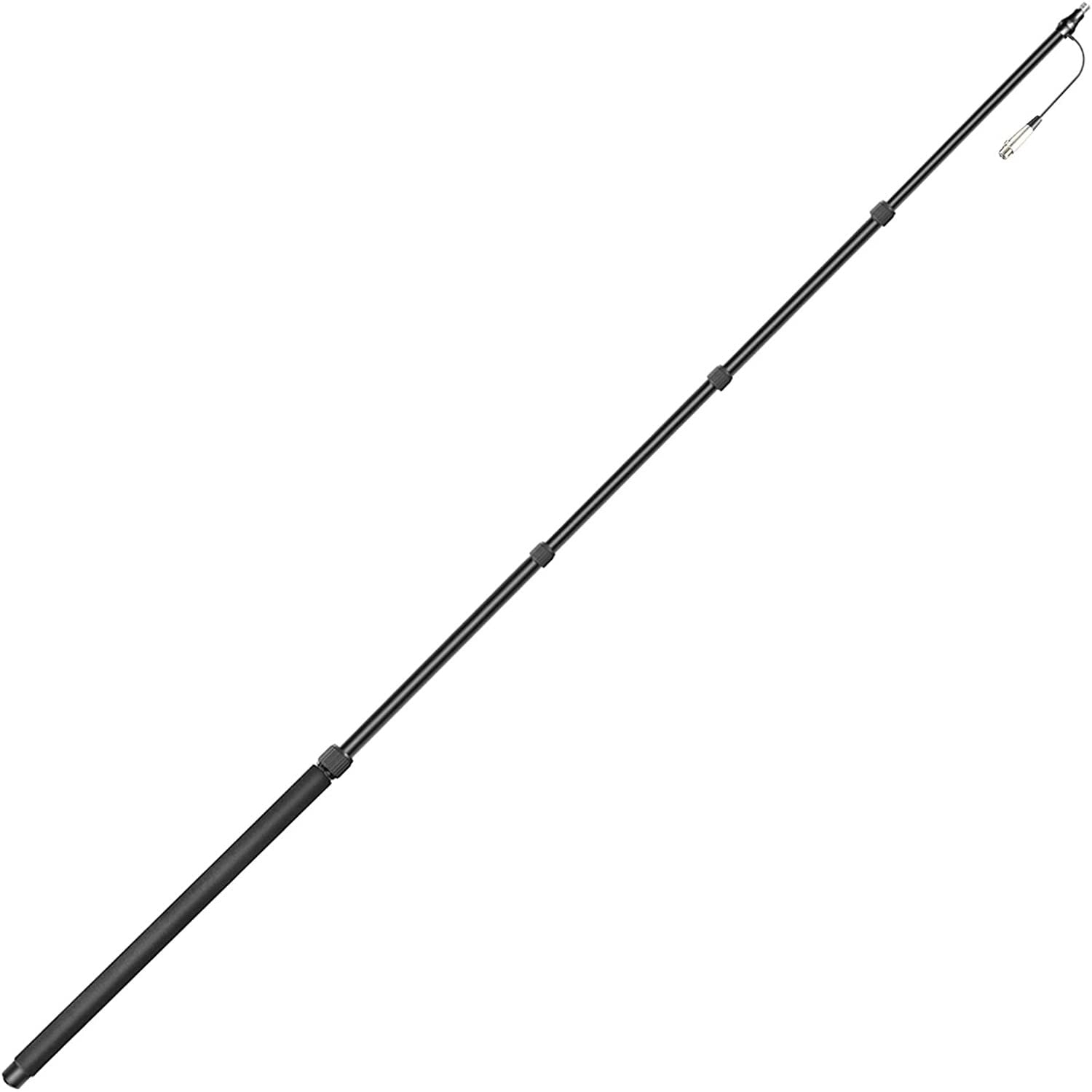 Suport pentru microfon, brat telescopic cu cablu XLR incorporat, de mana, extensibil 86-301 cm cu 5 segmente, blocare prin rasucire, maner din spuma, Neewer NW-088, negru
