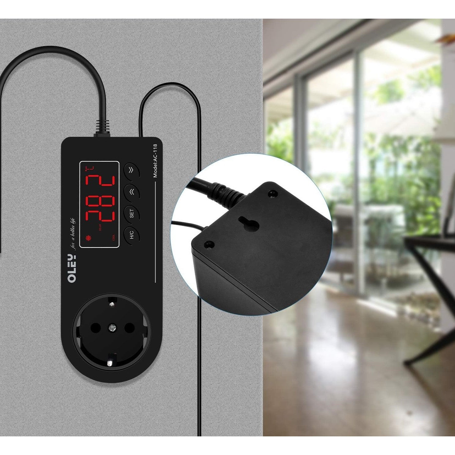 Priza smart, termostat pentru acvariu si terariu, iesire pentru racire sau incalzire, programabil, cu ecran LCD, cu senzor NTC impermeabil