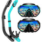 Set masca de snorkeling profesionala anti-ceata cu snorkel, cureaua reglabila, inchidere cu bila, sticla securizata, din silicon alimentar de inalta calitate, pentru barbati si femei, masca de scafandru pentru scufundari, negru/verde