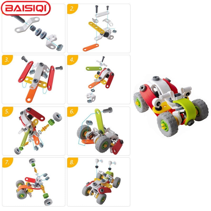 Set piese de construit 2 in 1, joc educativ, puzzle de asamblare, build&play 60 piese, asamblare usoara, pentru copii 5 ani +