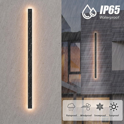 Aplica liniara LED de perete, 120 cm lungime, 35 W, lumina calda 3000 K, impermeabila IP65, corp din metal si abajur acrilic, pentru casa, curte si gradina
