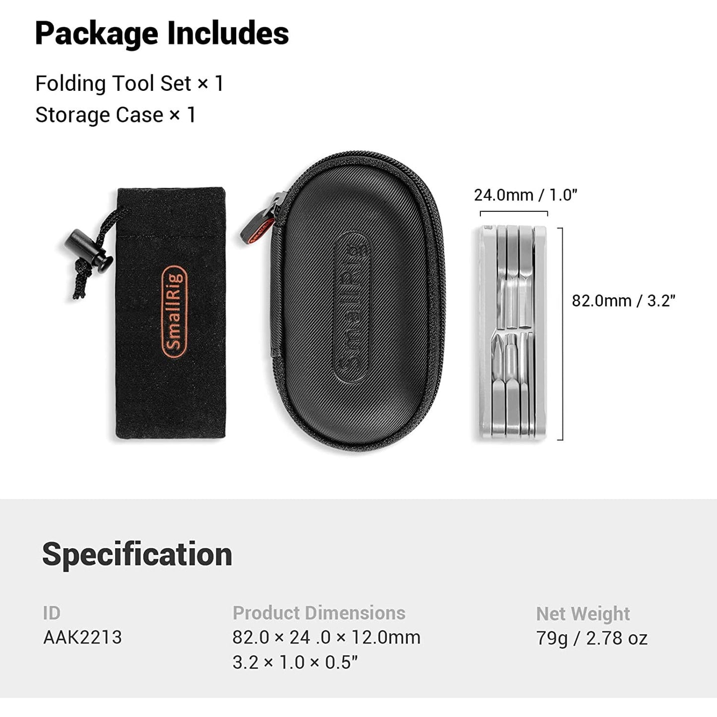 Accesoriu multifunctional pentru camera foto video, cu surubelnite pliabile tip briceag si cu filete M2.5, M3, M4, M5, 1/4 pentru suruburi extra, Smallrig 2213