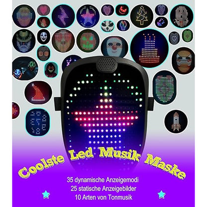 Masca Halloween LED inteligenta cu 60 de imagini, schimbare imagine prin gesturi, cu acumulator, negru