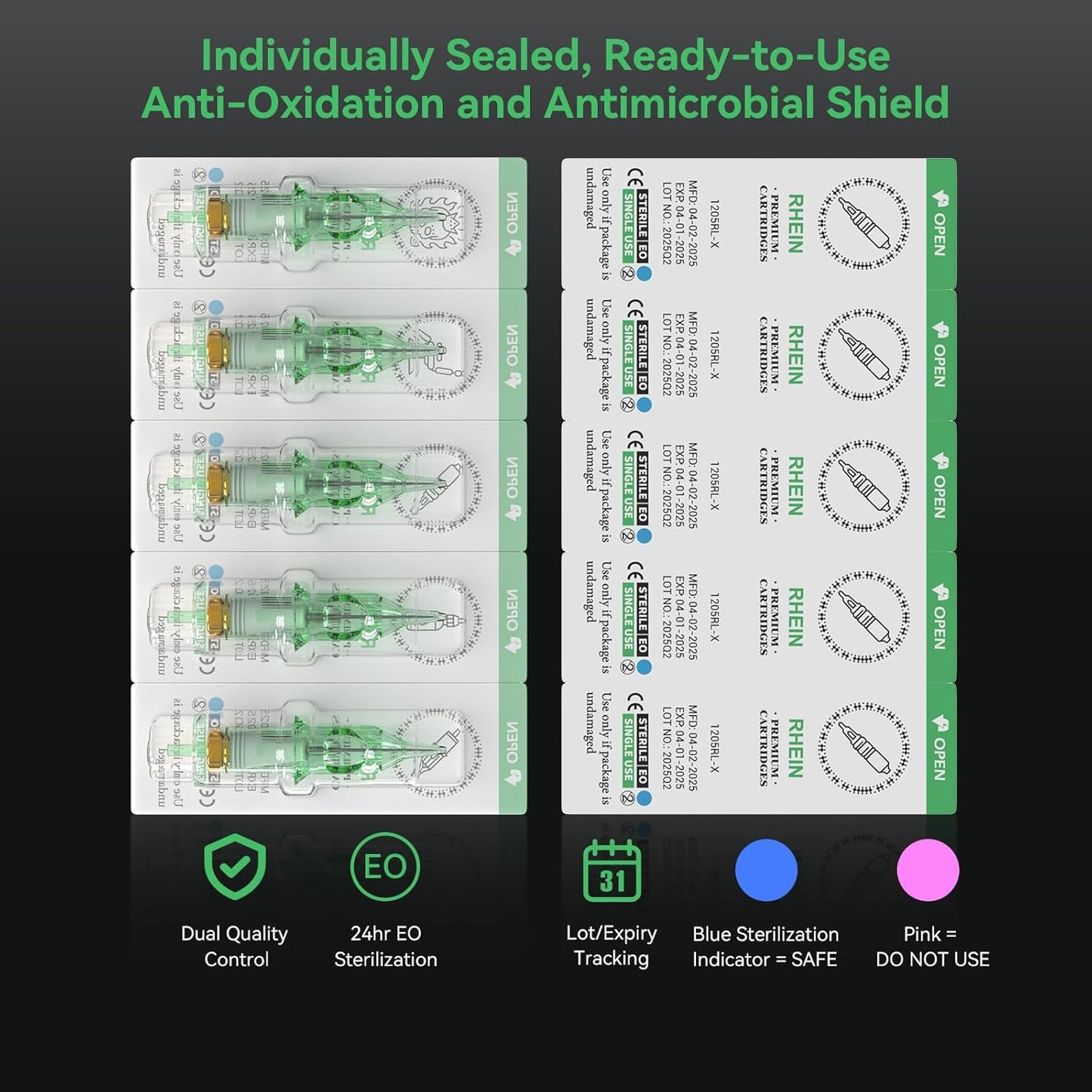 Set 50 ace tatuaj tip cartus 3RL 5RL 7RL 9RL 11RL, pentru tatuaj, ambalate individual, pentru linii, contur, umplere