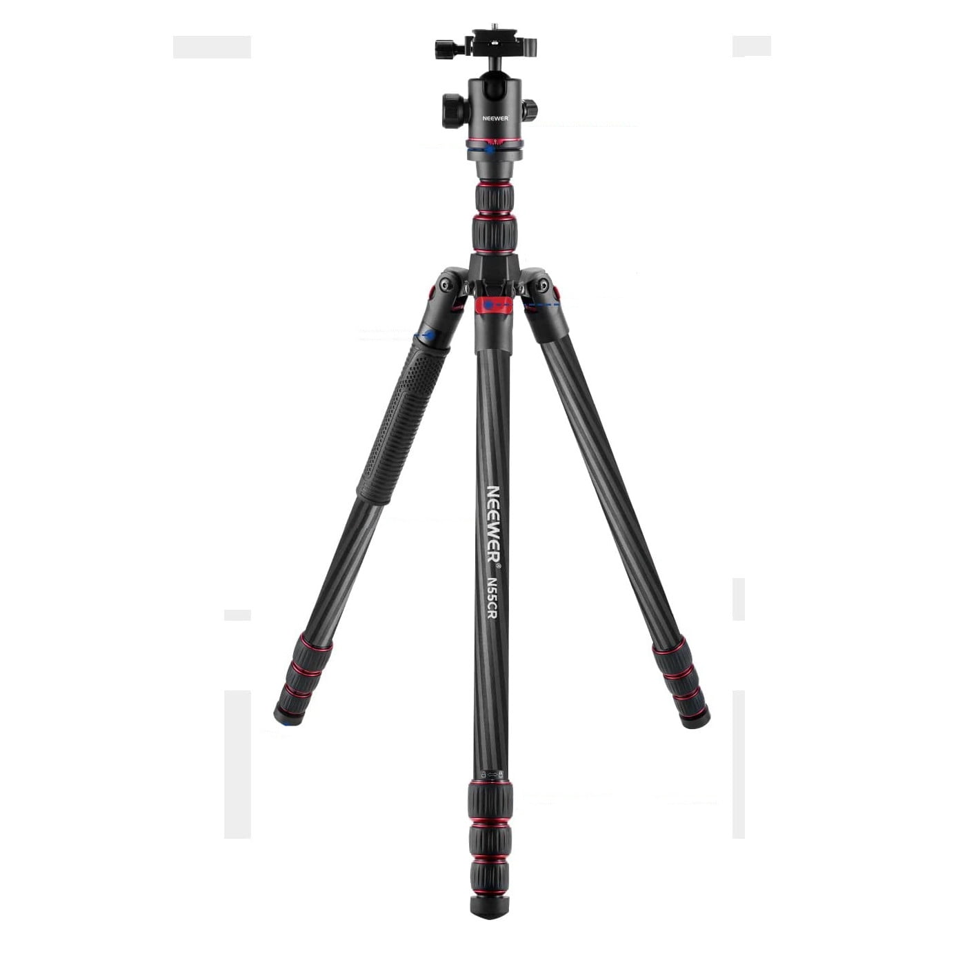 Trepied 2 in 1 monopied din fibra de carbon de 205 cm, cu cap bila 360° cu patina quick release tip arca 6,35 mm, inaltime reglabila 68 cm - 205 cm, greutate maxima suportata 12 kg, Neewer N55 CR