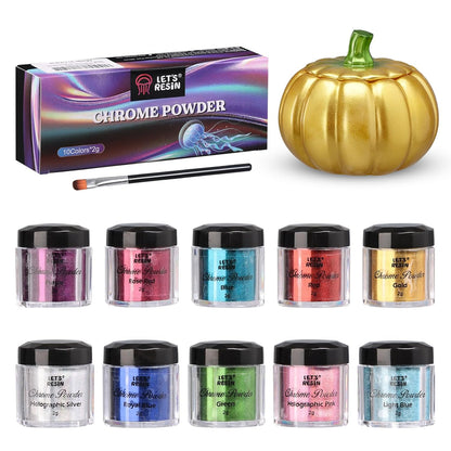 Pigment cromat pentru rasina 10 culori, 20g, pigmenti metalici pentru rasina epoxidica, efect oglinda mirror shine stralucitor, pigment fin ultra-reflexiv, usor de amestecat, pentru arta in rasina, turnare epoxidica, nail art, DIY Craft sau lumanari