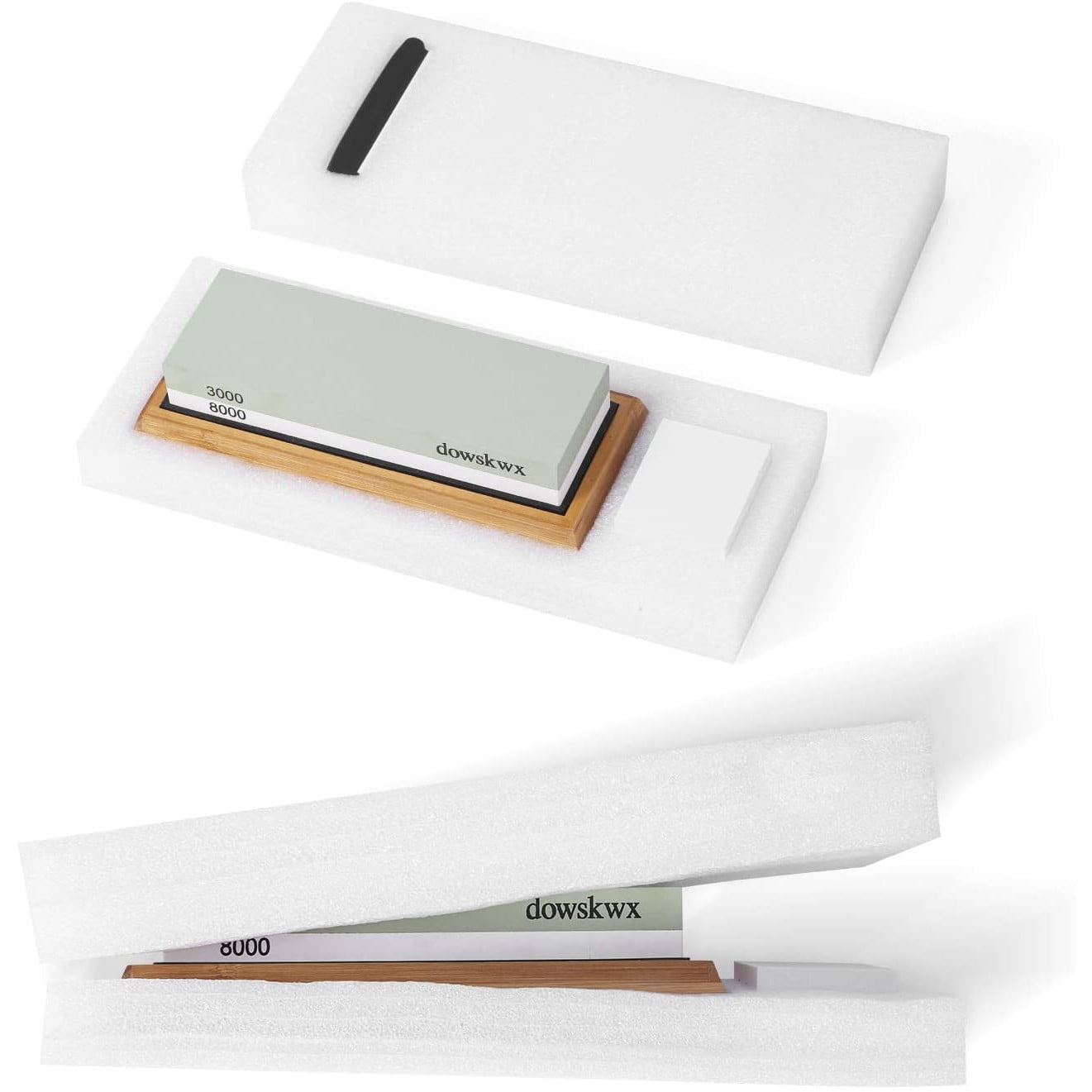 Piatra ascutit cutite 2-in-1, 3000/8000, cu suport din silicon antiderapant, pentru bucatarie, unelte, briceaguri