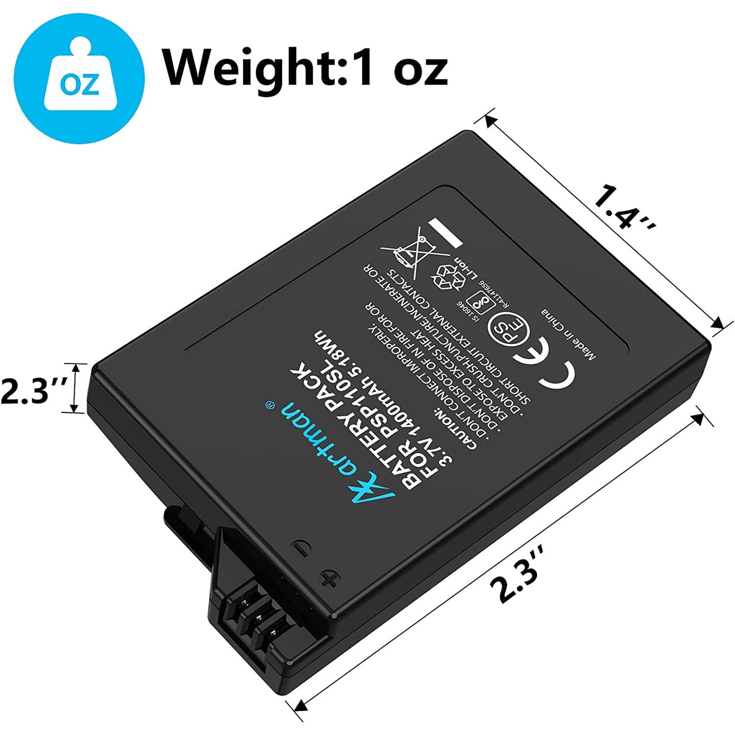 Acumulator PSP-S110 1400 mAh, baterie de schimb compatibila cu Sony PSP Slim & Lite PSP-2000 /PSP-2004 /PSP Brite PSP-3000 /PSP-304 PSP-S