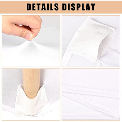 Set de 3 fata de masa, huse elastice din spandex, alba, 182 cm x 76 cm, pentru evenimente, usor de curatat, pentru nunta, banchet, expozitii, petrecere