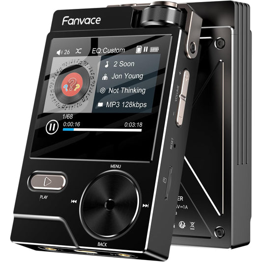MP3 Player HiFi 64GB, audio Lossless DSD/FLAC/WAV, DAC profesional WM8965, 24bit/192kHz, ecran color 2 inch TFT, card MicroSD 64GB inclus, suport extindere pana la 256GB, baterie 2000mAh, USB-C si Jack 3.5mm, negru