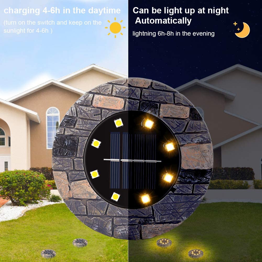 Pachet de 8 lampi solare pentru exterior, 8 LED-uri IP65, 600 mAh, pentru gradina, gazon, alee, curte
