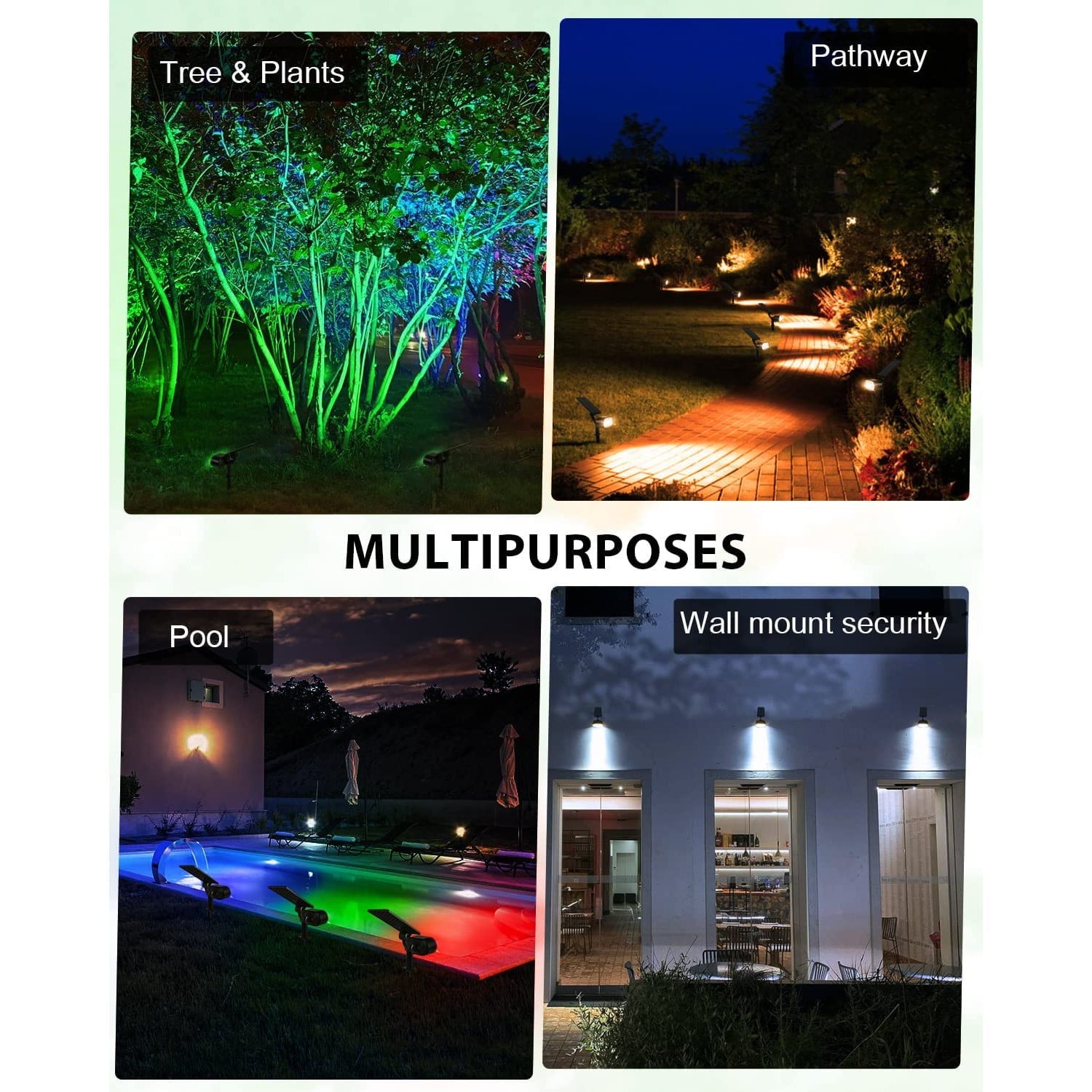 Set de 4 lampi solare LED RGB Bluetooth, cu control prin aplicatie, impermeabile IP65, luminozitate reglabila, pornire si oprire automata, panou si lumina reglabile