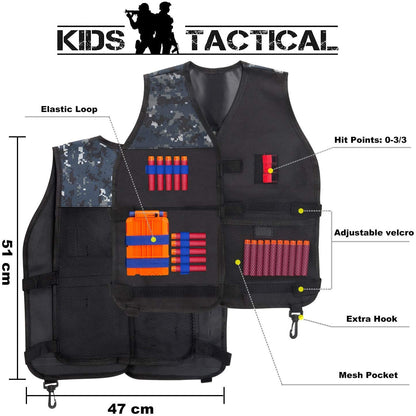 Set 2 X vesta compatibila cu Nerf N-Strike Elite Series, Tactical vest, cu masti, 100 sageti burete, 2 bratari si incarcatoare