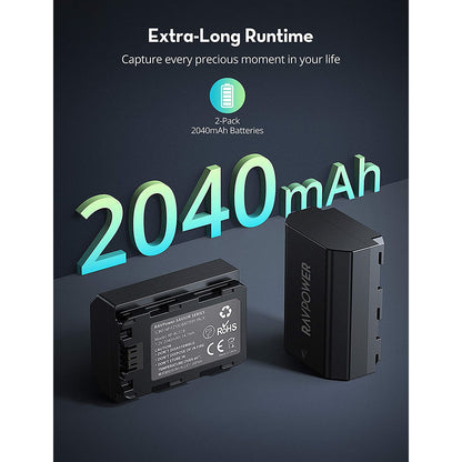 Set 2 acumulatori 2040 mAh NP-FZ100, baterie + incarcator pentru Sony Alpha 9, A9, Alpha 9R, A9R, Alpha 9S, A7RIII, A7R3, a7 III (versiune actualizata, fara mesaj de eroare)