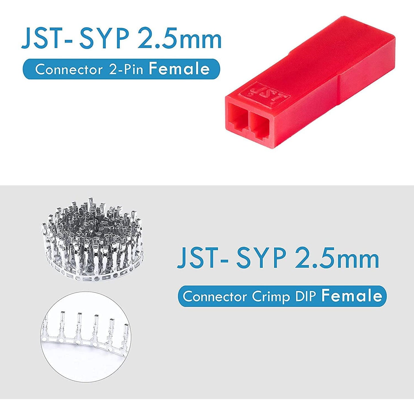 Set de conectori JST-SYP, mufa de 2.54 mm, 60 de perechi conectori mama-tata cu 2 pini si cablu JST de 1m