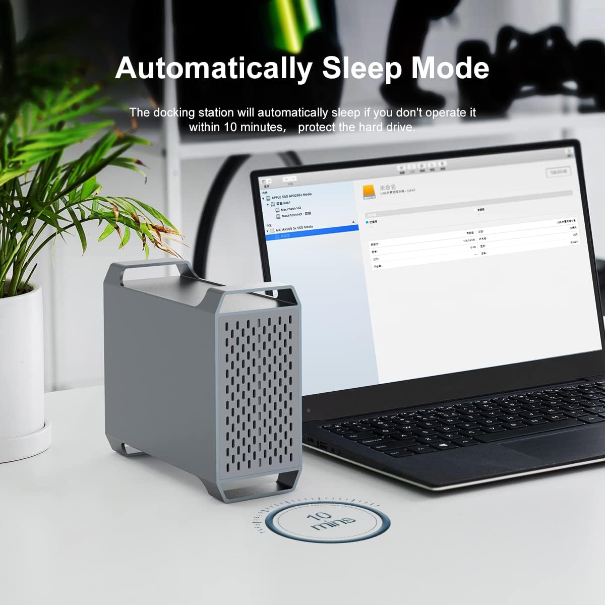 Carcasa rack pentru hard disk SATA 3.5 inch cu 2 sloturi RAID, accepta pana la 36TB, cu ventilator, viteze de pana la 10Gbps, USB cu protocol UASP, din aluminiu, compatibil Windows / Linux / Mac OS