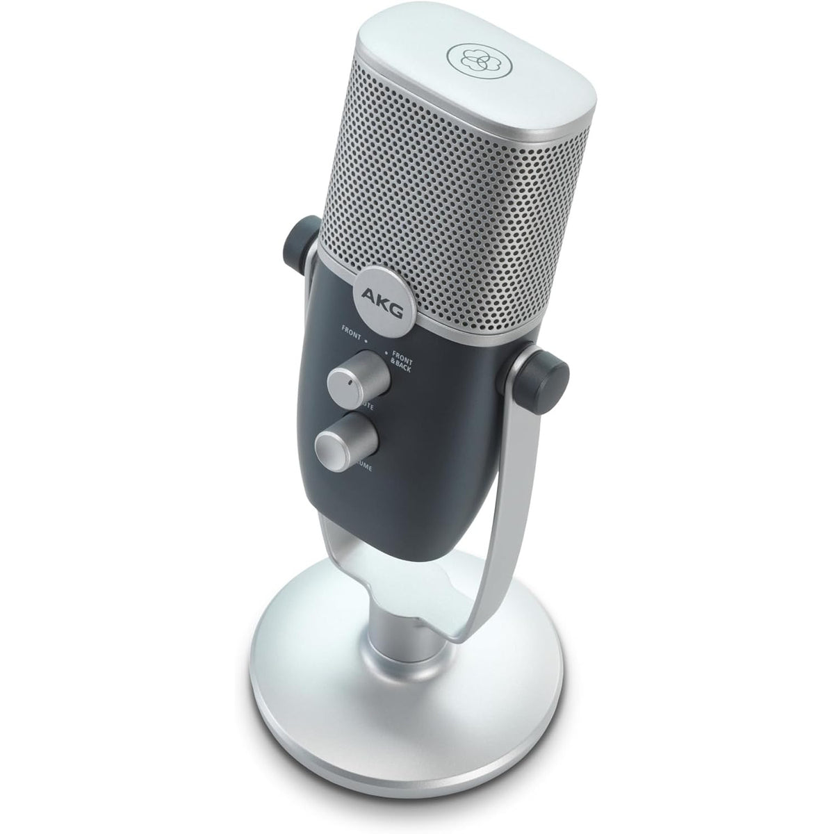 Microfon condensator USB-C AKG Ara, Dual Pattern (Cardioid/Omnidirectional), pentru podcast, streaming, gaming, compatibil Windows/Mac/iOS/Android, albastru/argintiu