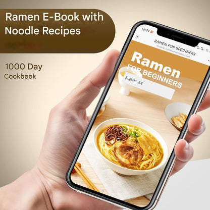 Set 2 boluri japoneze pentru ramen, 1000 ml, din ceramica, cu betisoare, linguri si retete, compatibile masina de spalat vase si microunde, multifunctionale, negru
