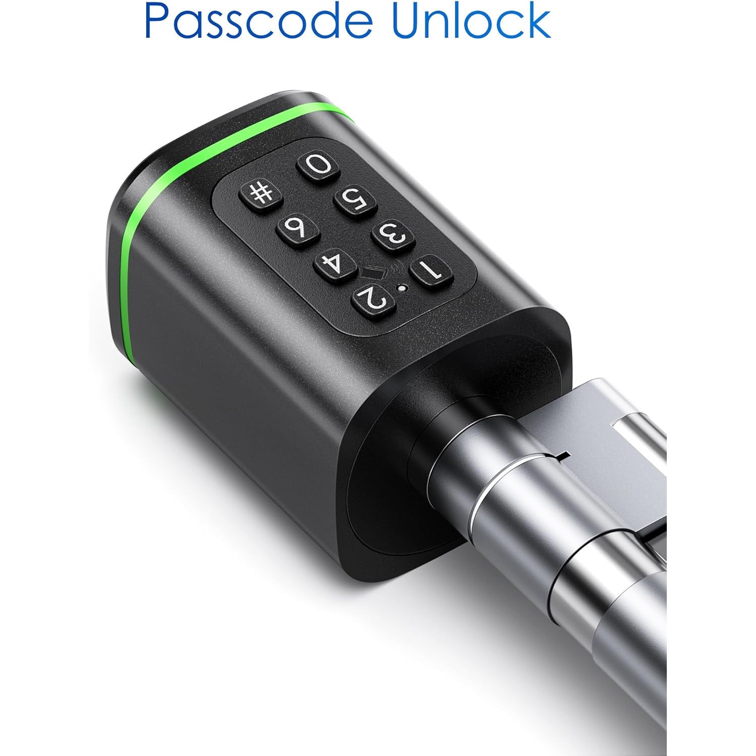 Butuc incuietoare smart, cilindru ajustabil cu cod de acces, aplicatie dedicata, card IC si cheie, pentru usi de la 30-90 mm, negru