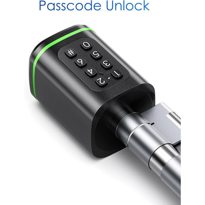 Butuc incuietoare smart, cilindru ajustabil cu cod de acces, aplicatie dedicata, card IC si cheie, pentru usi de la 30-90 mm, negru