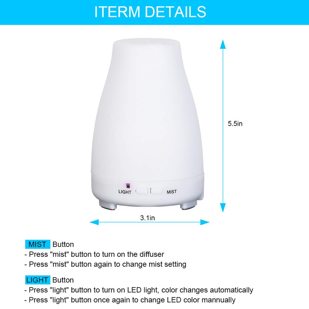 Difuzor Aroma Terapie cu telecomanda de Uleiuri Esentiale , Ultrasonic , Umidificator 200 ml