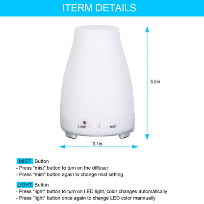 Difuzor Aroma Terapie cu telecomanda de Uleiuri Esentiale , Ultrasonic , Umidificator 200 ml