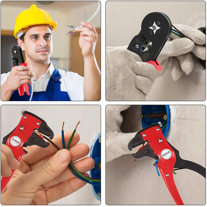 Set cleste de sertizat conectori cu 1200 bucati terminale conductori si cleste pentru dezizolare cabluri, 0,25 - 10 mm2