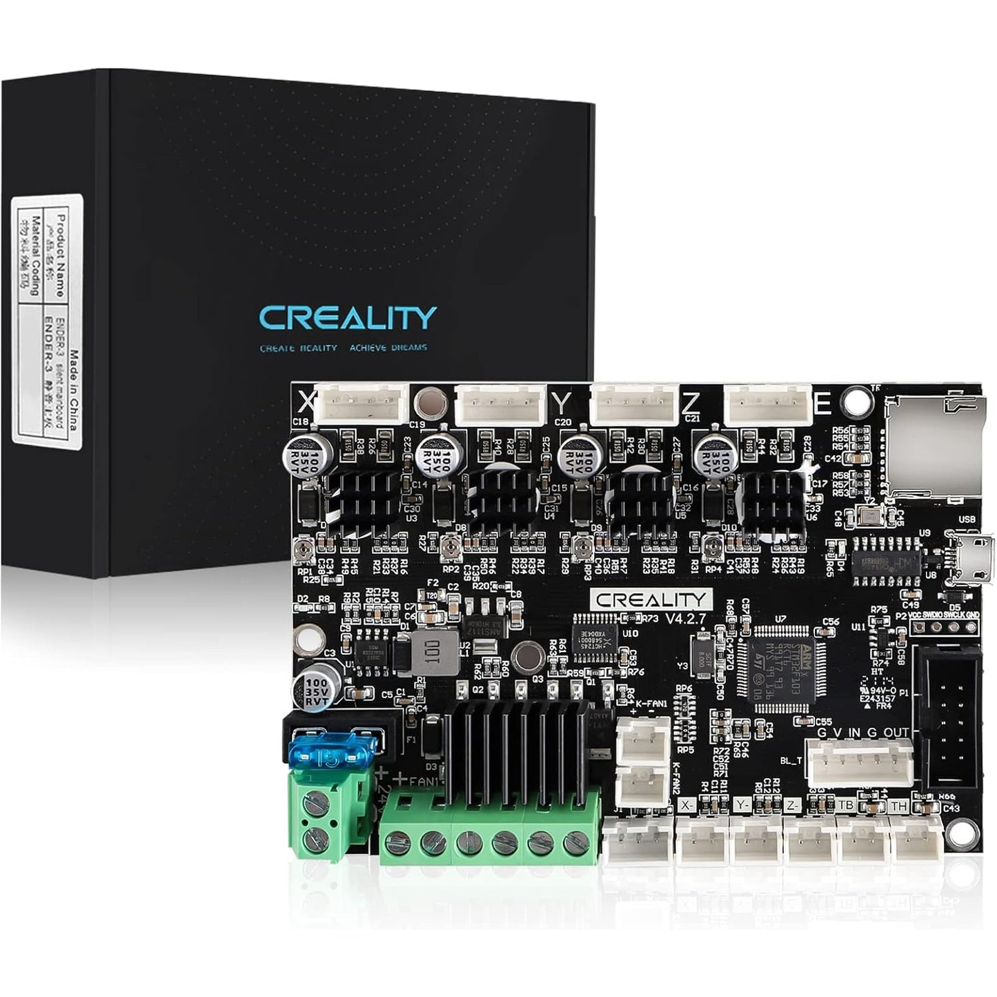 Placa de baza silentioasa V4.2.7, pentru imprimata 3D Creality Ender 3 / Pro / Max / 3 V2 / 3 V2 Neo, cu driver TMC2225, 32 bit, upgrade silent board plug and play