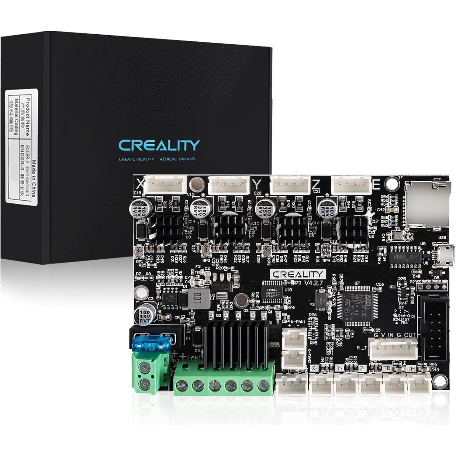 Placa de baza silentioasa V4.2.7, pentru imprimata 3D Creality Ender 3 / Pro / Max / 3 V2 / 3 V2 Neo, cu driver TMC2225, 32 bit, upgrade silent board plug and play