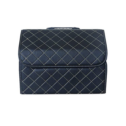 Organizator pentru portbagaj auto, universal, cutie depozitare pliabila din piele PU, impermeabila, cu capac, negru