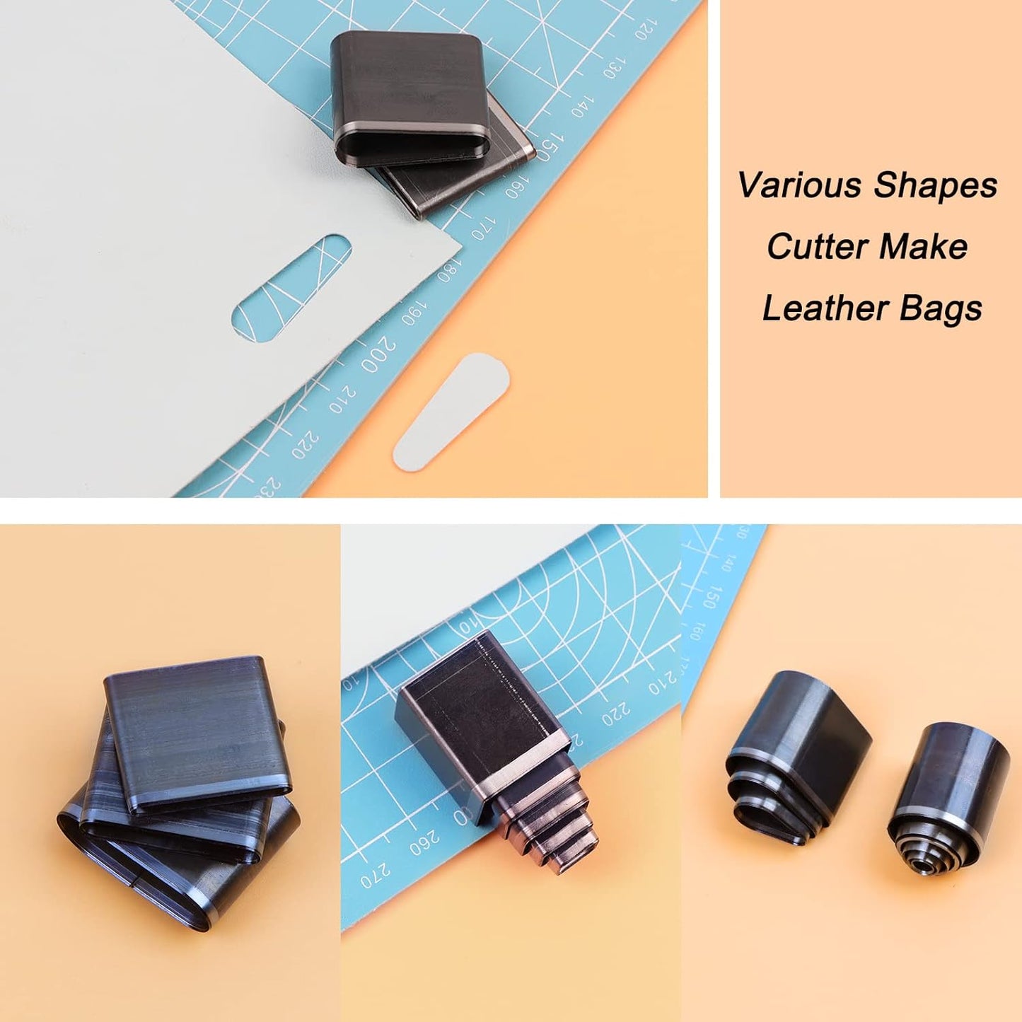 Set 52 matrite perforare piele, perforatoare metalice de diferite forme, usor de utilizat, pentru mercerie