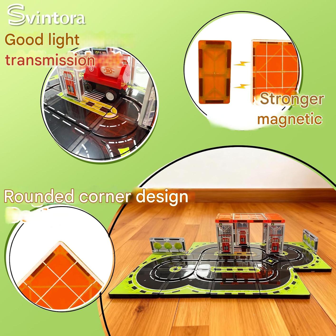 Set blocuri magnetice constructie 30 piese cu camion cisterna, jucarie educativa STEM Montessori pentru copii 3-12 ani, piese magnetice compatibile, geanta depozitare inclusa