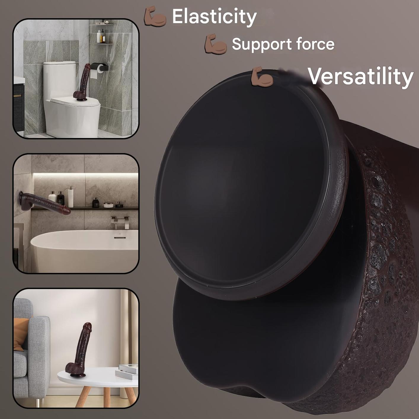 Dildo realist negru, 25cm, ventuză puternică, pentru stimularea punctului G
