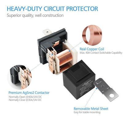 Set de 5 releu auto 12V 30/40A, cu priza, universal, Mictuning